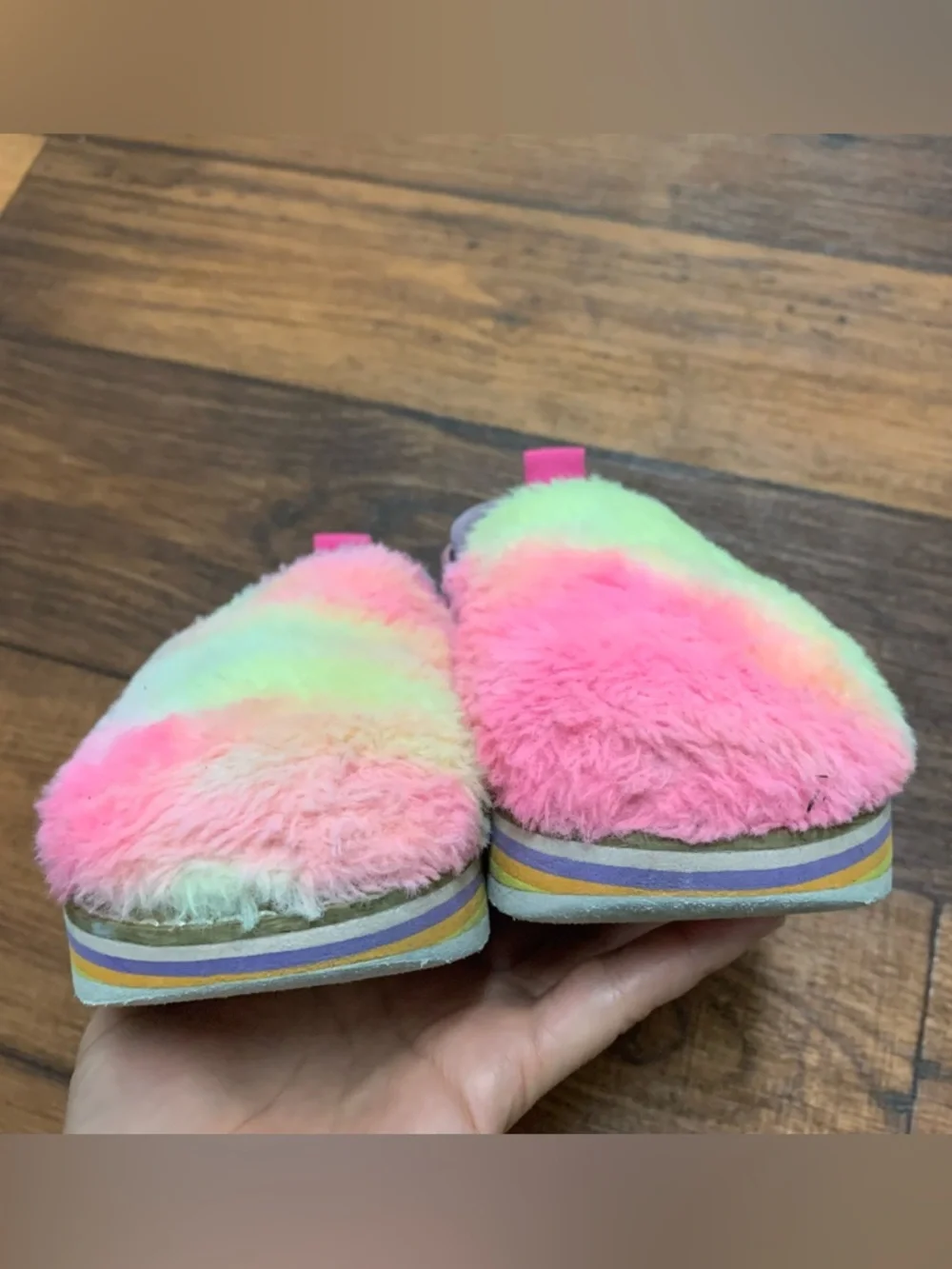 Steve Madden Kids JCOZEE Rainbow Tiedye Sling Back Platform Slipper Sz 12